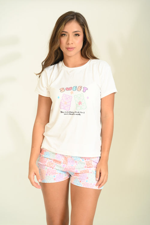 ECO-56 SHORT ESTAMPADO EN GOMITAS DE COLORES BASICA