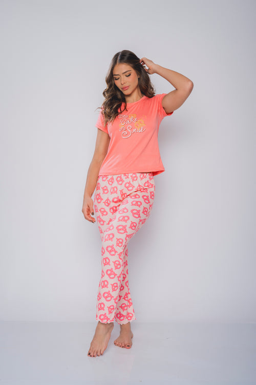 BS-124 PIJAMA PANTALON Y BASICA ESTAMPADO PRETZEL