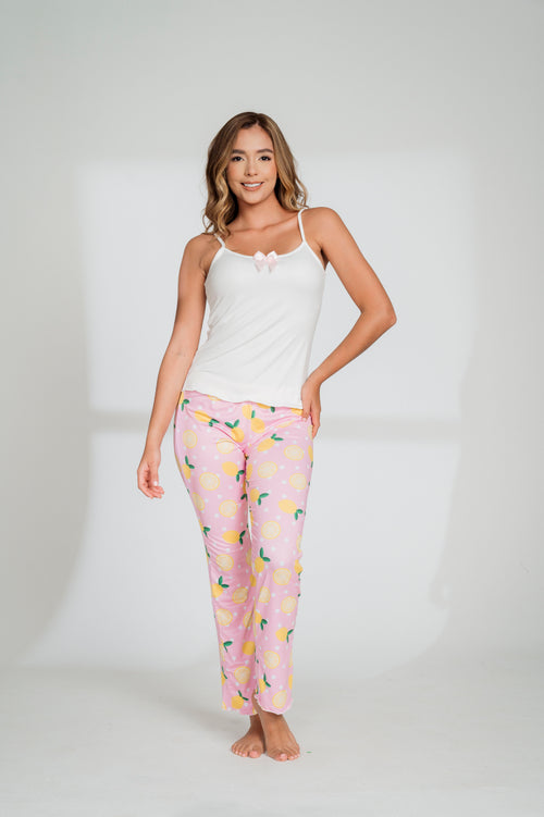 ECO-79 PANTALON ROSADO ESTAMPADO LIMONES JUANITA