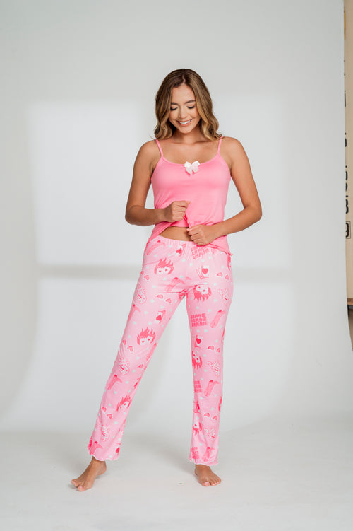 ECO-84 PANTALON ROSADO ESTAMPADO TEXANO JUANITA