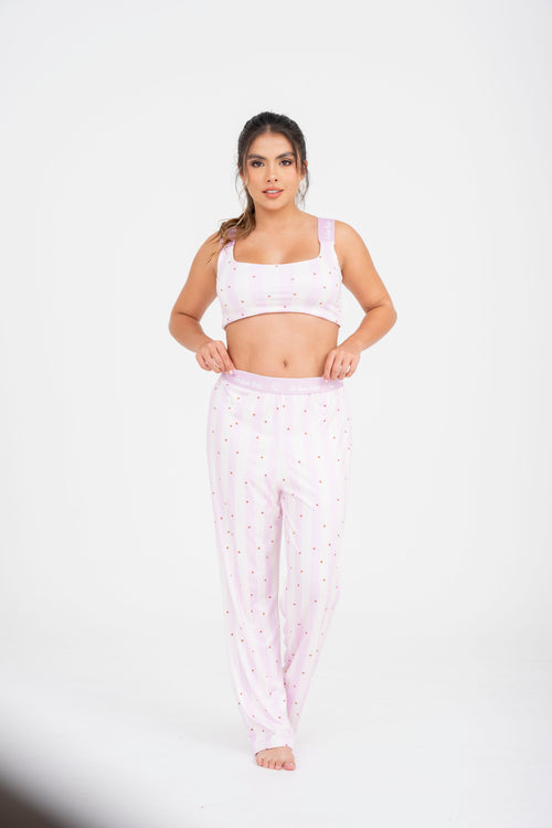 EL- 32 PANTALON Y TOP ESTAMPADO RAYAS COLOR PASTEL