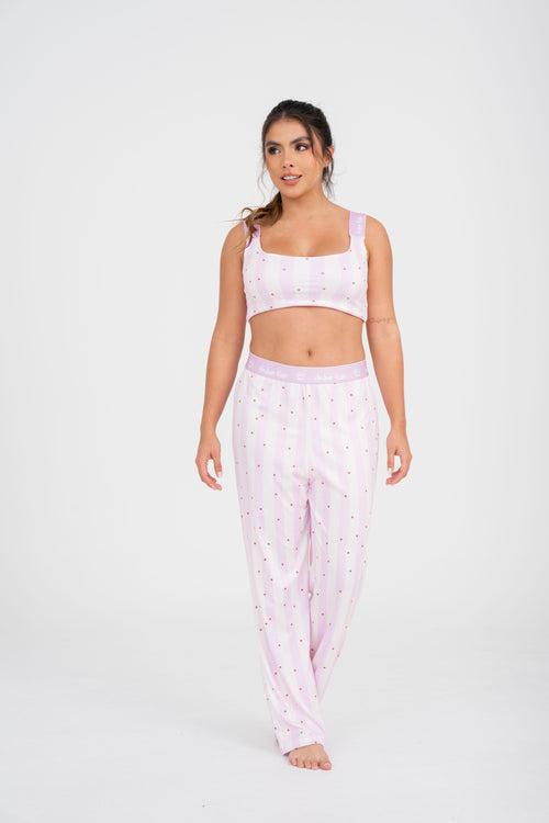 EL- 32 PANTALON Y TOP ESTAMPADO RAYAS COLOR PASTEL