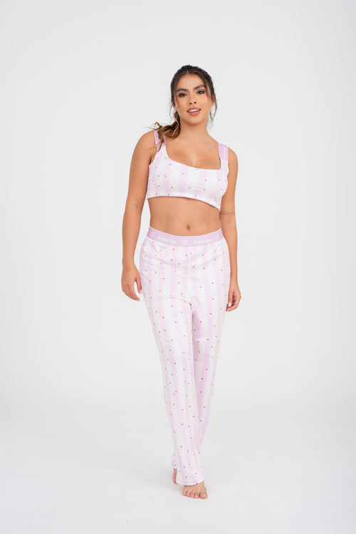 EL- 32 PANTALON Y TOP ESTAMPADO RAYAS COLOR PASTEL