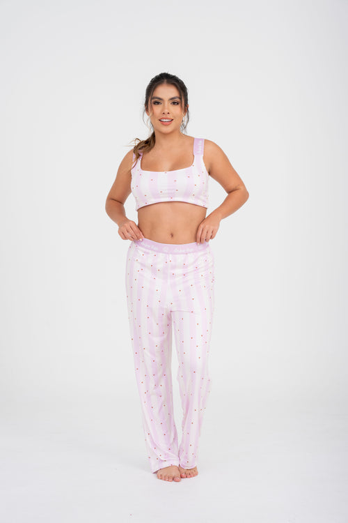 EL- 32 PANTALON Y TOP ESTAMPADO RAYAS COLOR PASTEL