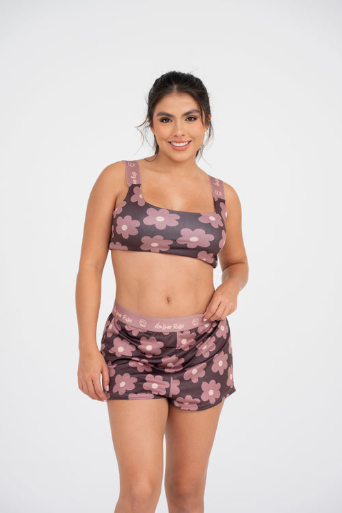 EL-29 SHORT Y TOP FLORES CAFE