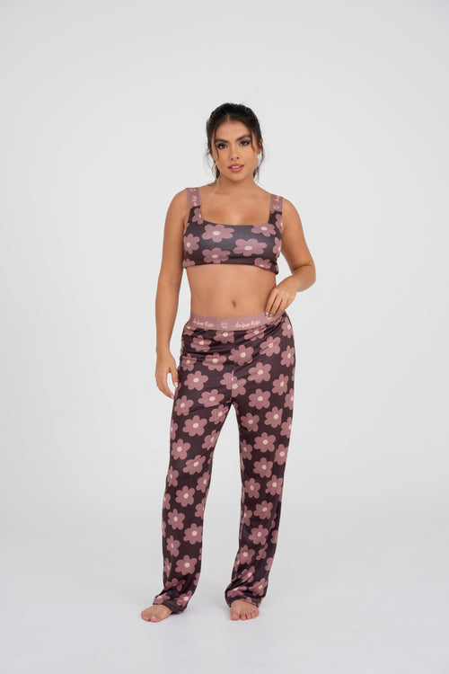 EL-30 PANTALON Y TOP FLORES CAFE