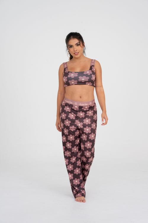 EL-30 PANTALON Y TOP FLORES CAFE