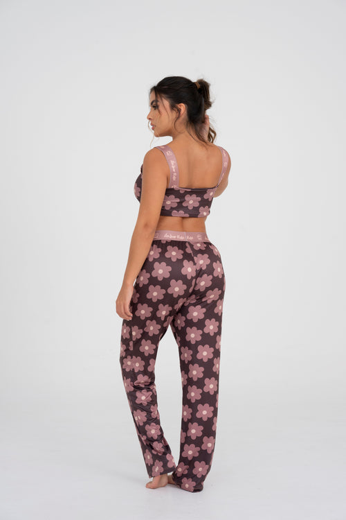EL-30 PANTALON Y TOP FLORES CAFE