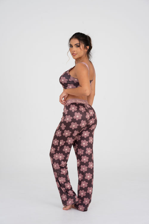 EL-30 PANTALON Y TOP FLORES CAFE
