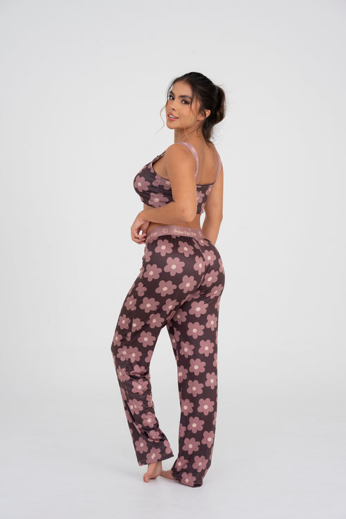 EL-30 PANTALON Y TOP FLORES CAFE
