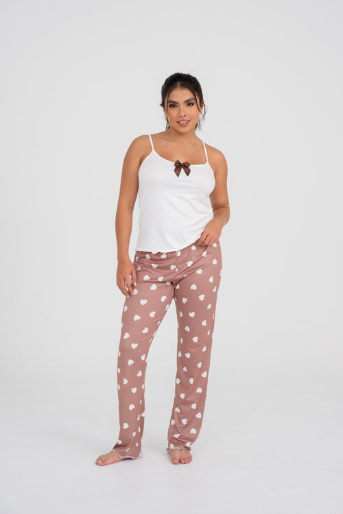 BS-187 PANTALON ESTAMPADO CORAZONES CAFE JUANITA