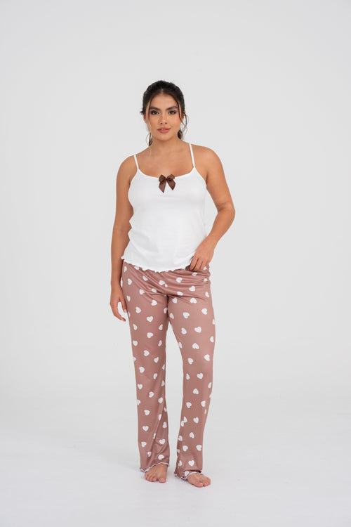 BS-187 PANTALON ESTAMPADO CORAZONES CAFE JUANITA