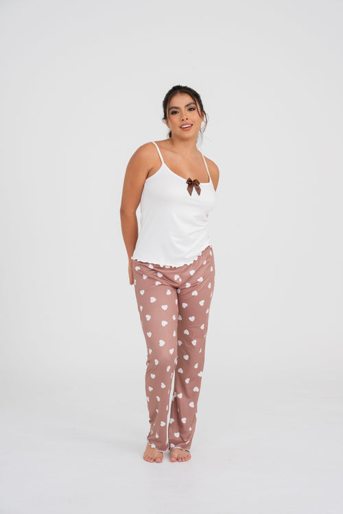 BS-187 PANTALON ESTAMPADO CORAZONES CAFE JUANITA
