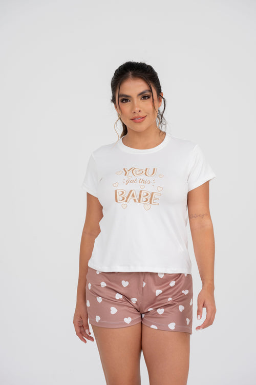 BS-198 SHORT ESTAMPADO CORAZONES CAFE BASICA