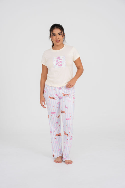 BS-192 PANTALON ESTAMPADO PERRITOS Y RAYAS PASTEL BASICA