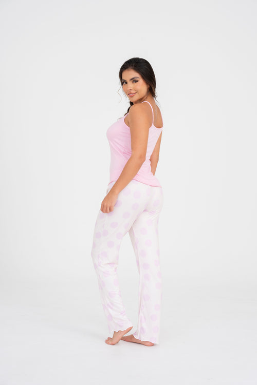 BS-186 PANTALON ESTAMPADO BOLAS ROSADAS JUANITA