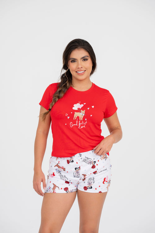 BS-202 SHORT ESTAMPADO PERROS FLORES BASICA