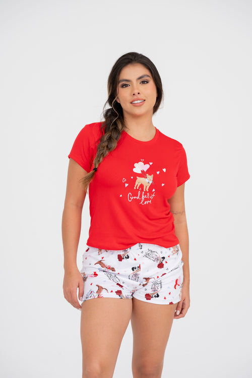 BS-202 SHORT ESTAMPADO PERROS FLORES BASICA