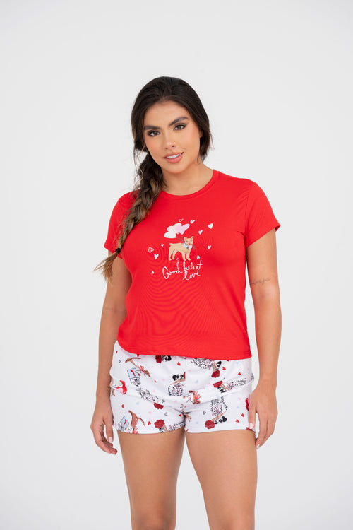 BS-202 SHORT ESTAMPADO PERROS FLORES BASICA
