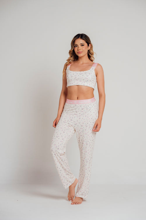 EL-18 PANTALON Y TOP ESTAMPADO FLORES