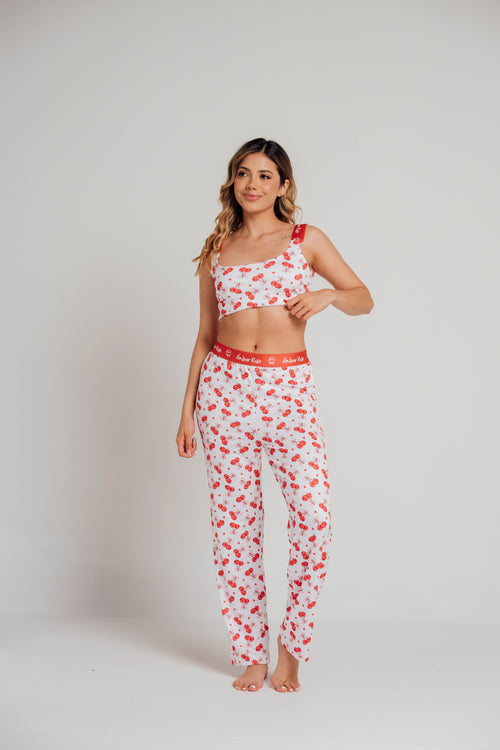 EL-22 PANTALON Y TOP ESTAMPADO CEREZAS
