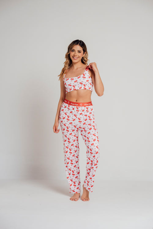 EL-22 PANTALON Y TOP ESTAMPADO CEREZAS