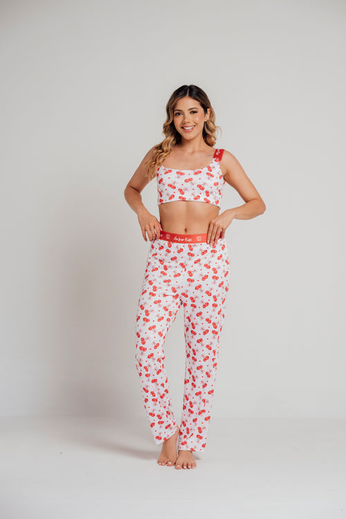 EL-22 PANTALON Y TOP ESTAMPADO CEREZAS