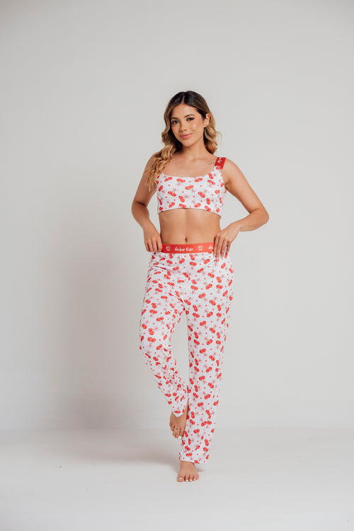 EL-22 PANTALON Y TOP ESTAMPADO CEREZAS