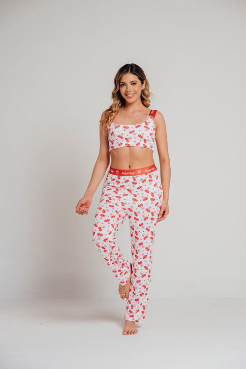 EL-22 PANTALON Y TOP ESTAMPADO CEREZAS
