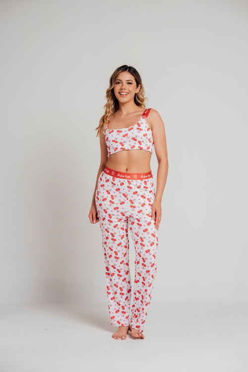 EL-22 PANTALON Y TOP ESTAMPADO CEREZAS