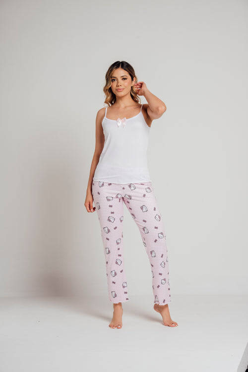 BS-158 PANTALON Y JUANITA ESTAMPADO HELLO KITTY CUADROS
