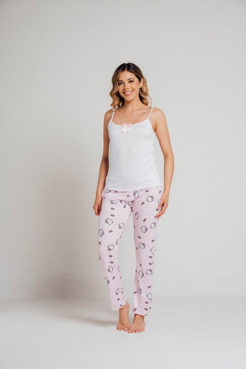 BS-158 PANTALON Y JUANITA ESTAMPADO HELLO KITTY CUADROS