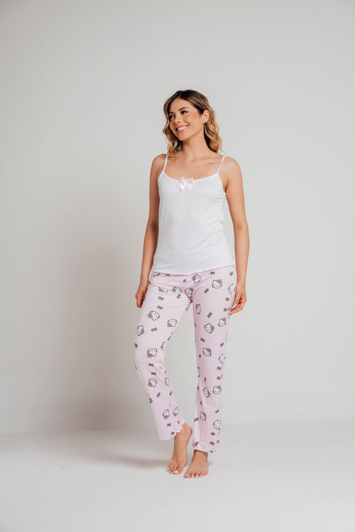 BS-158 PANTALON Y JUANITA ESTAMPADO HELLO KITTY CUADROS