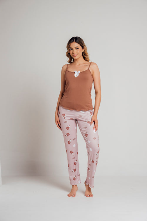BS-155 PANTALON Y JUANITA ESTAMPADO CAFES