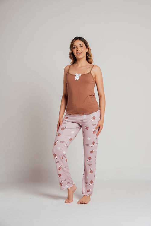 BS-155 PANTALON Y JUANITA ESTAMPADO CAFES